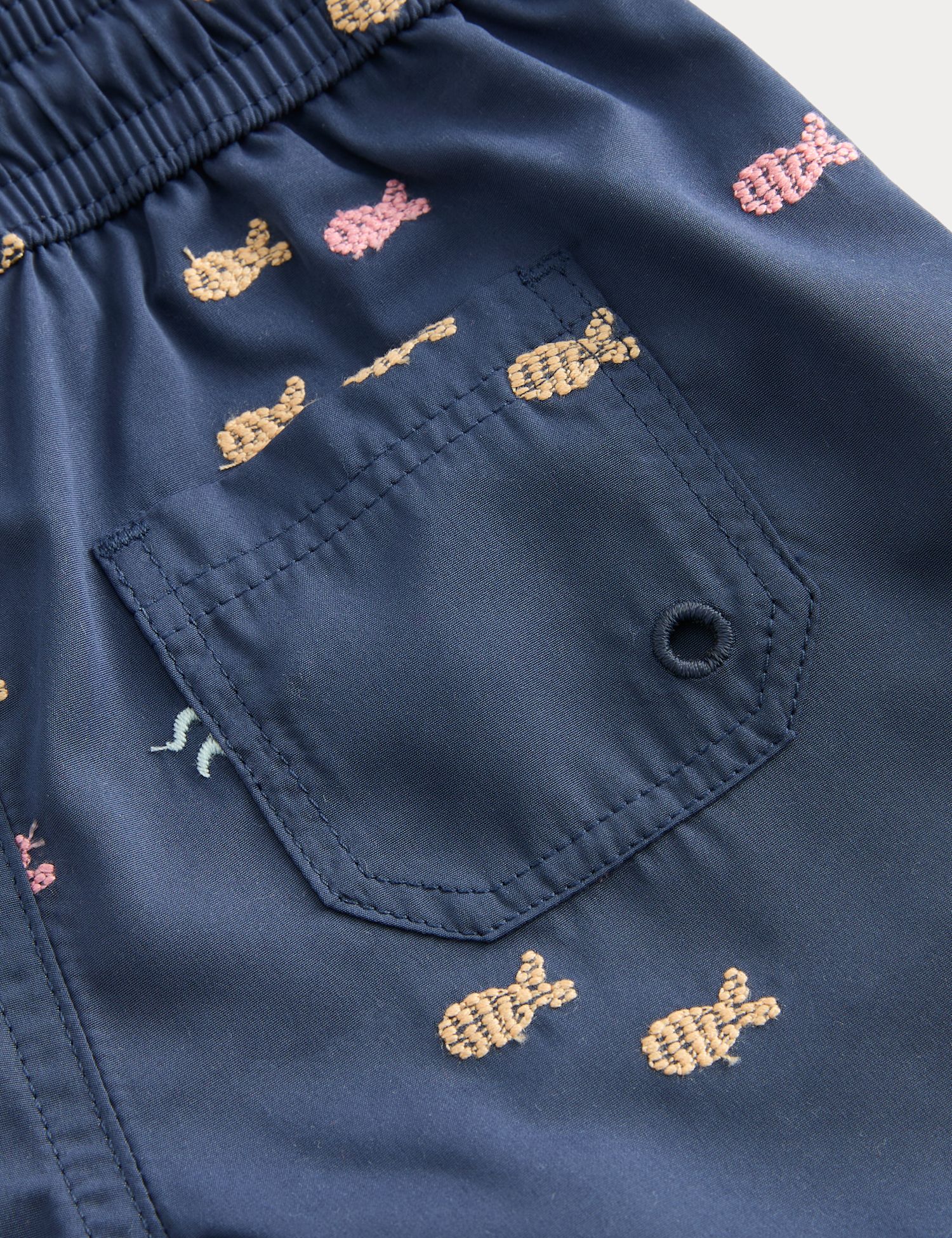 Fish Embroidered Navy Swim Shorts (0-5 Yrs)