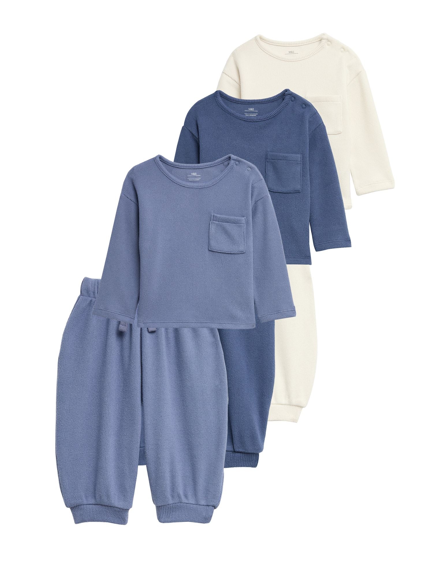 3 Pack Brushed Waffle Tops (0-3 Yrs)