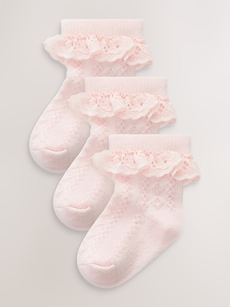 Pink Lace Baby Socks 3 Pack