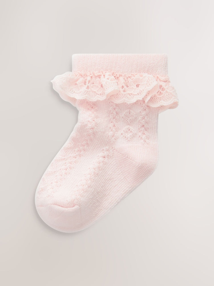 Pink Lace Baby Socks 3 Pack