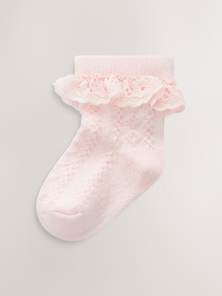 Pink Lace Baby Socks 3 Pack