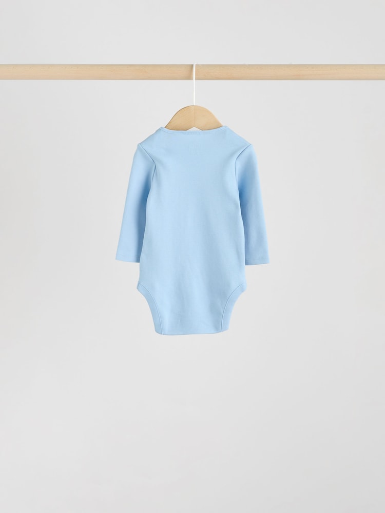 Blue 5 Pack Baby Long Sleeve Bodysuits