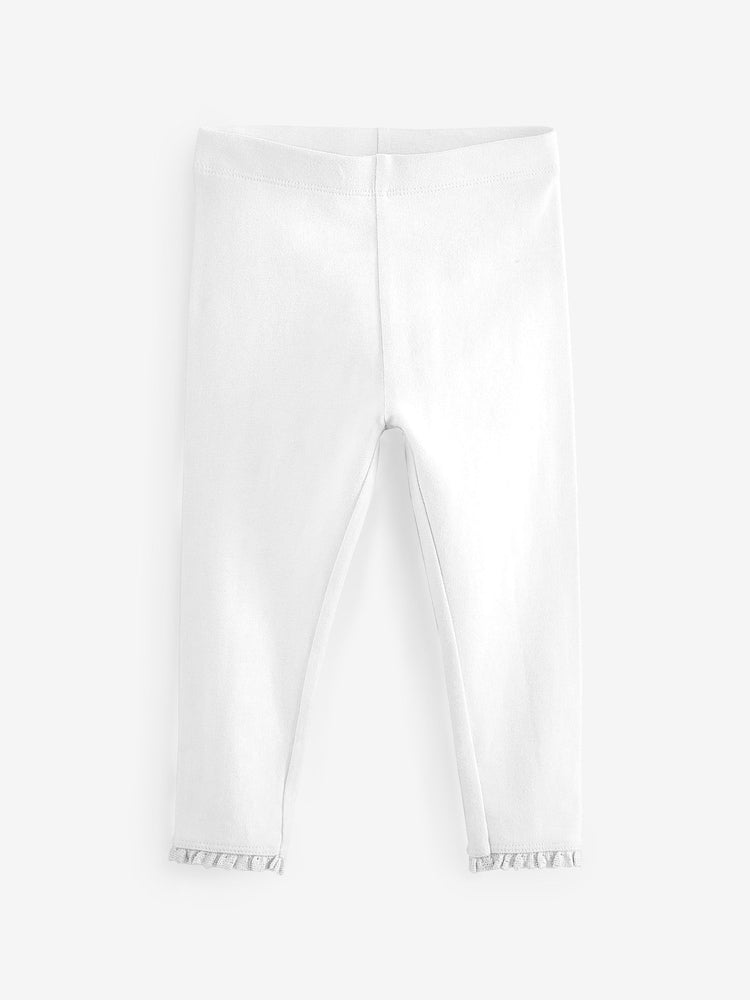 White Lace Trim Leggings (3mths-7yrs) - Size 3-6 Months (62-68cm)