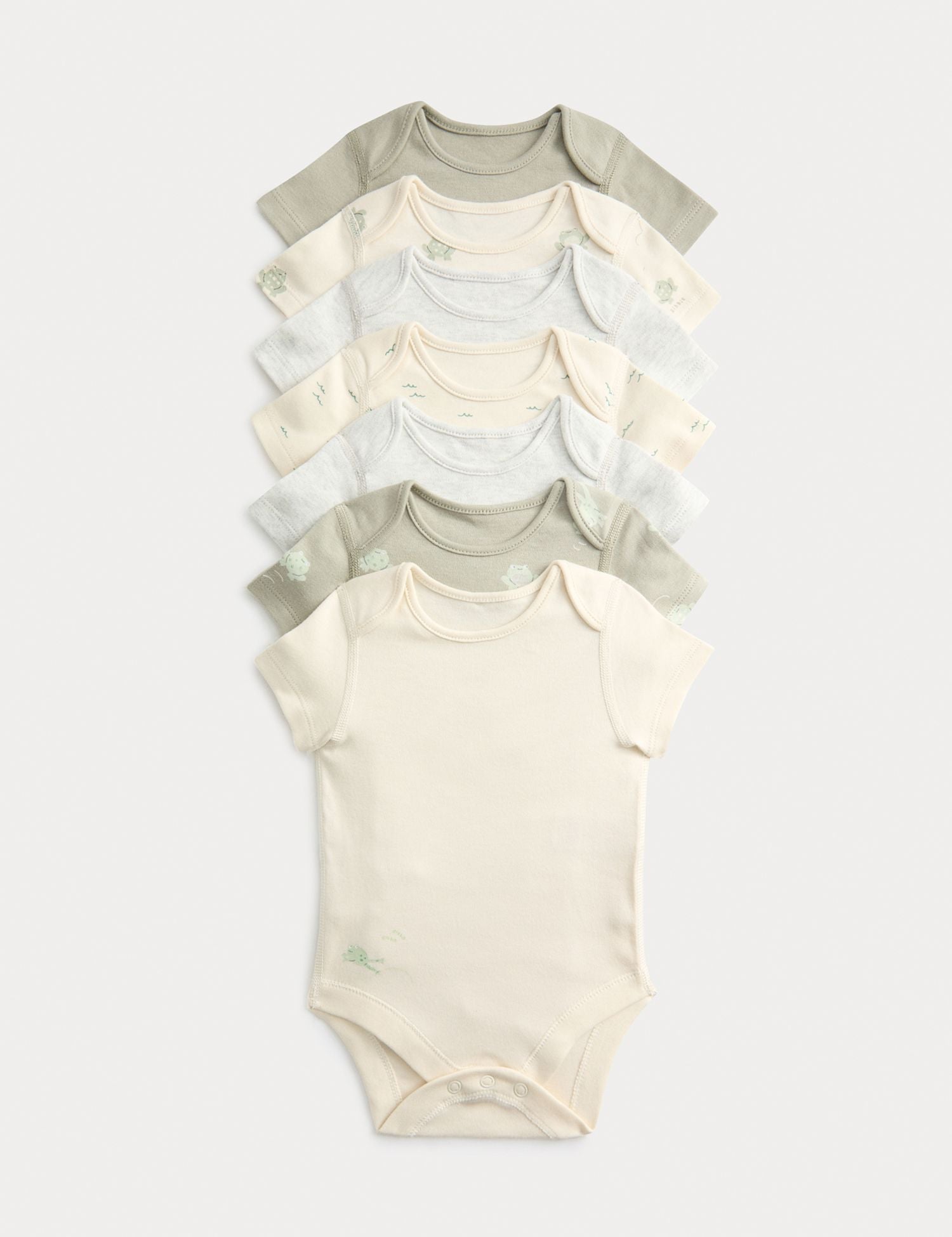 7 Pack Pure Cotton Frog Print Bodysuits (0-3 Yrs) - GREY MIX / 12-18 Months