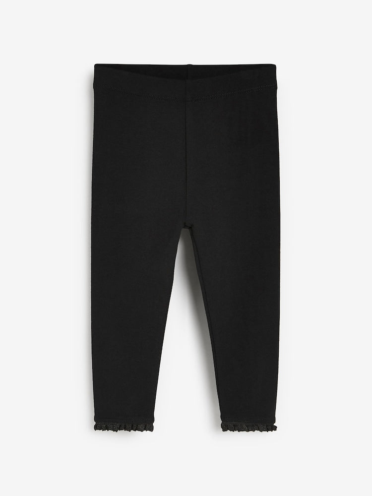 Black Lace Trim Leggings (3mths-7yrs) - Size 3-6 Months (62-68cm)