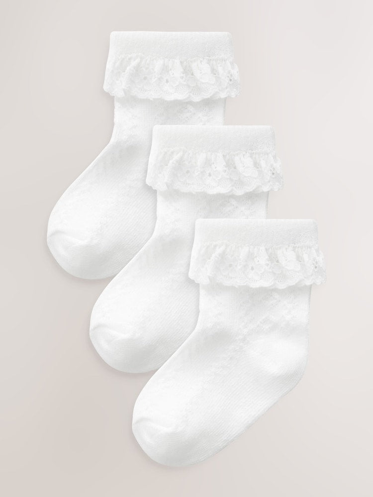 White Lace Baby Socks 3 Pack