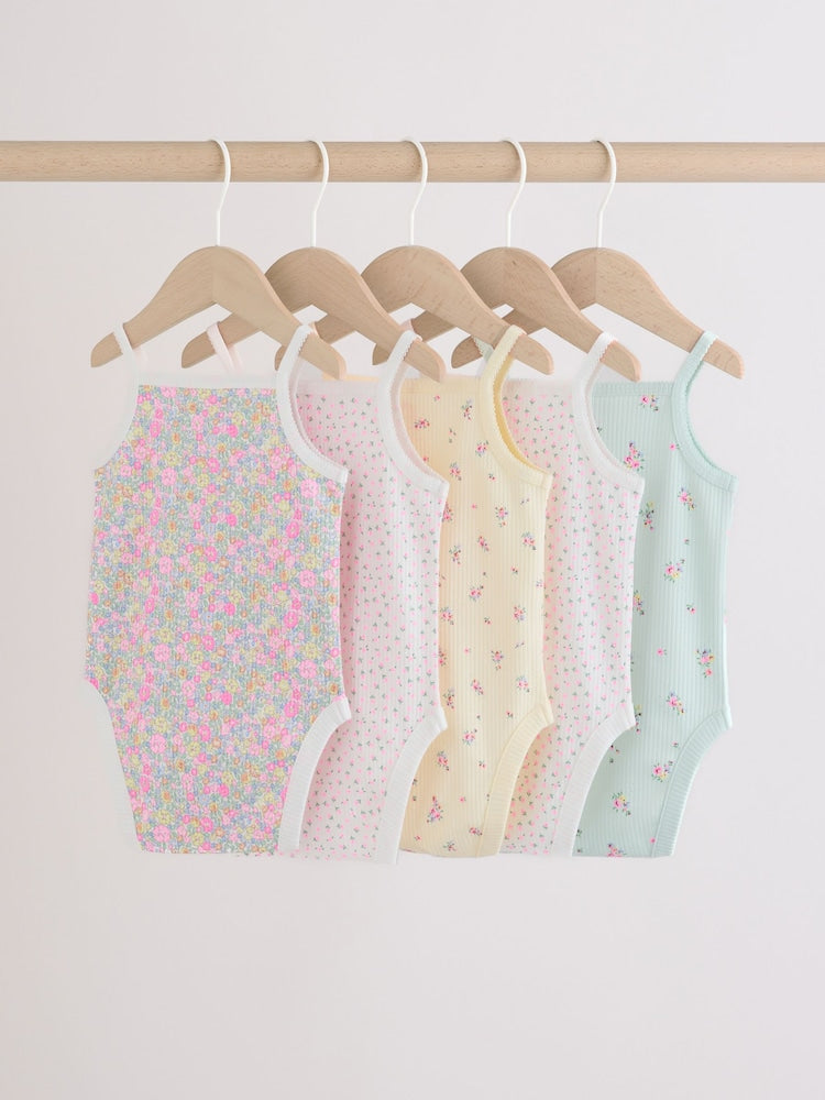Pink/Blue Vest Baby Bodysuits 5 Pack