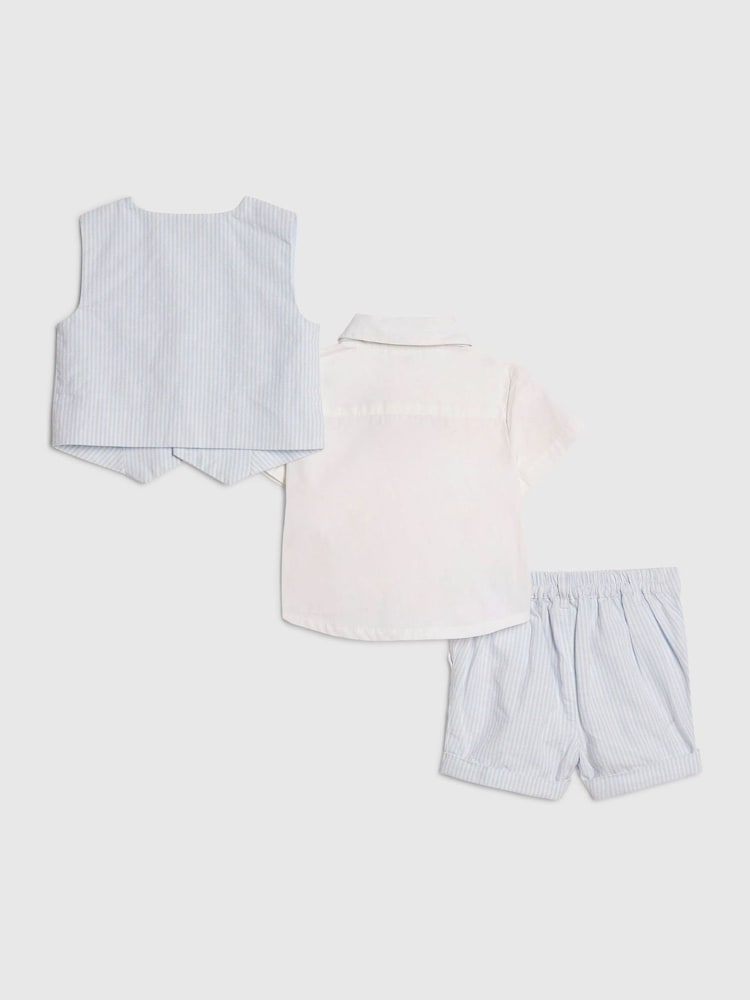 River Island Blue Shirt Waistcoat And Shorts Set
