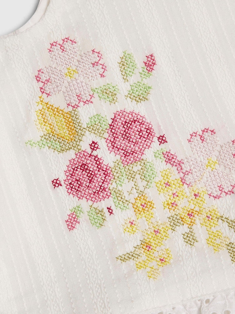 River Island White Knitted Floral Romper Set