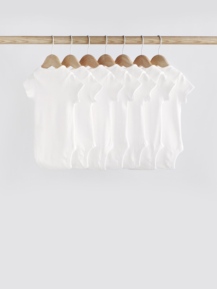 White Essential 7 Pack Short Sleeve Bodysuits