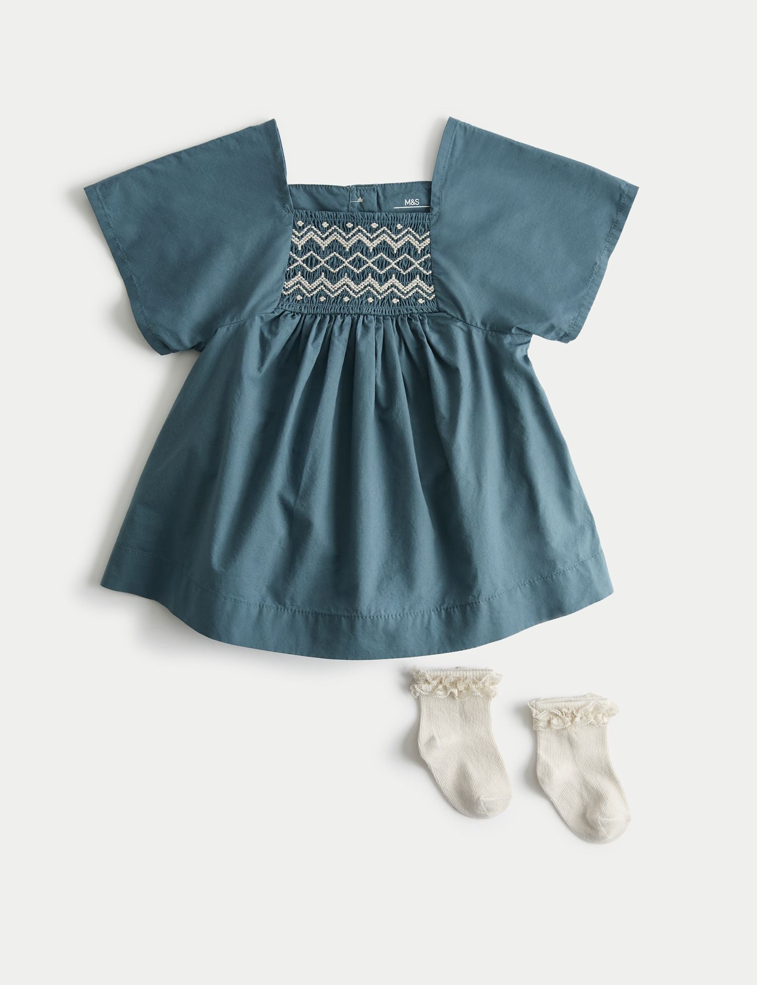 2 Piece Cotton Rich Dress with Socks (0-24 Mths)
