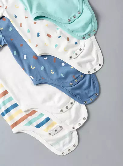 Pack of 5 - Printed Cotton Bodysuit