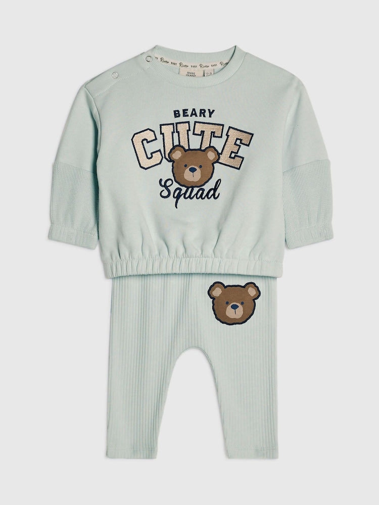 River Island Blue Cutie Squad Top & Leggings Set