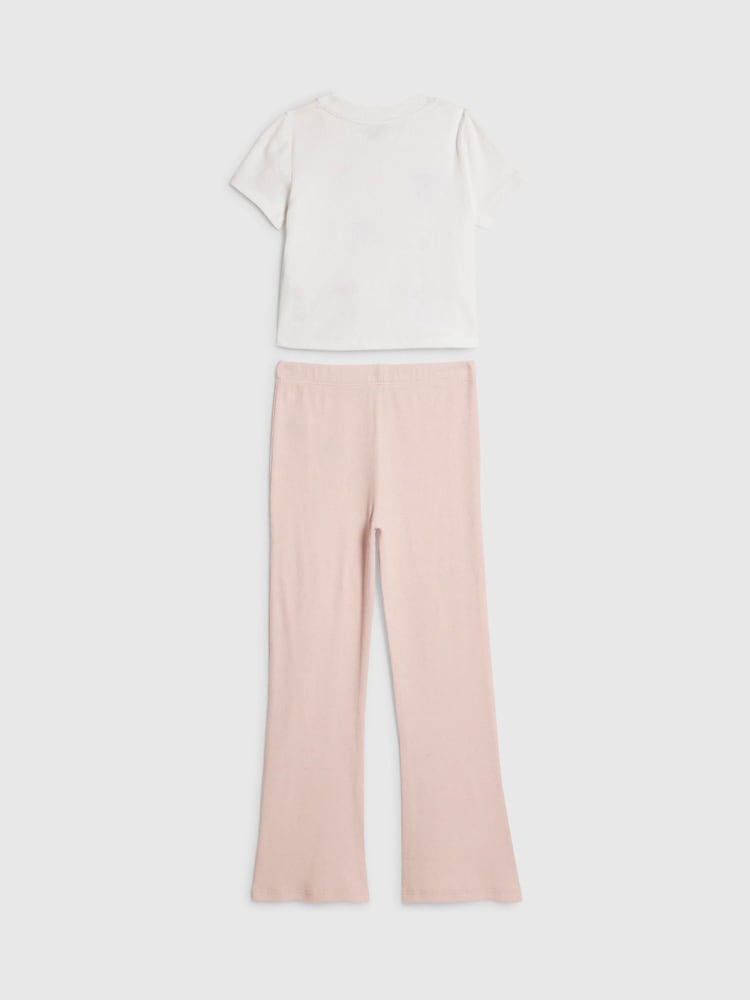 River Island Pink Bow Baby T-Shirt & Kickflare Legging Set