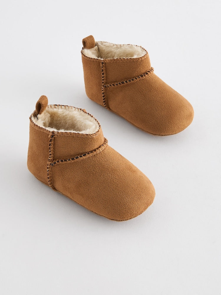 Tan Brown Warm Lined Baby Boots (0-2mths) - Size First Size (50cm)