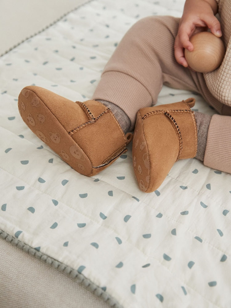 Tan Brown Warm Lined Baby Boots (0-2mths) - Size First Size (50cm)