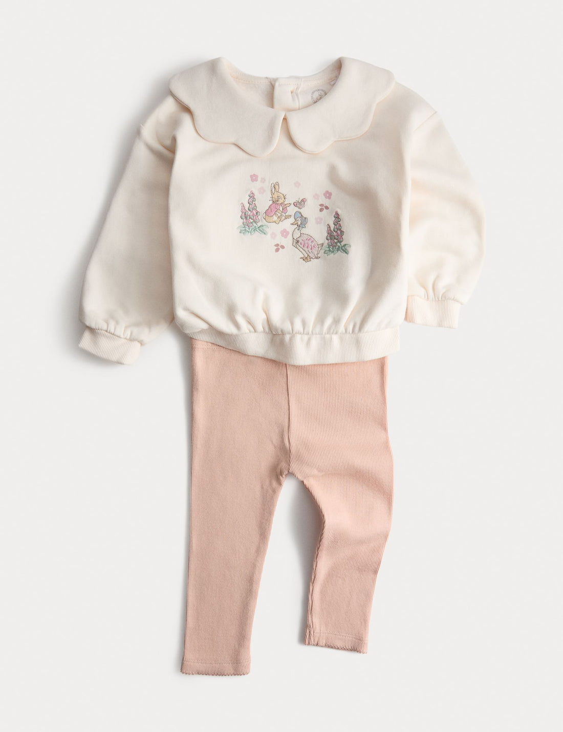2pc Cotton Rich Peter Rabbit™ Collar Sweat Outfit (0-3 Yrs) - CREAM MIX / 12-18 Months