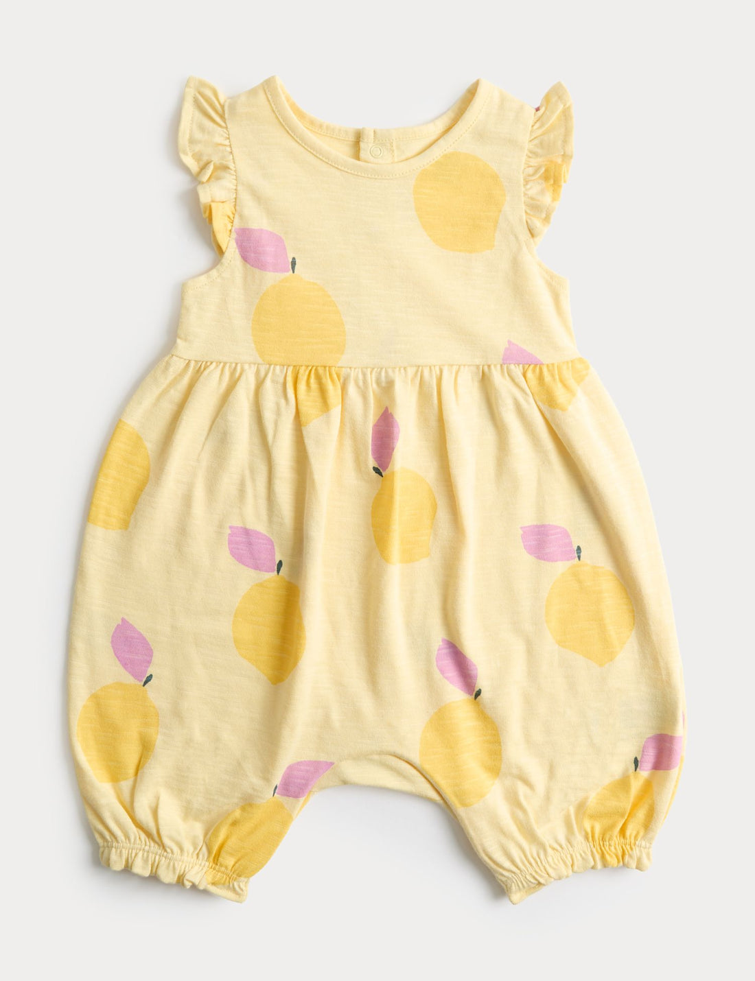 Pure Cotton Lemon Print Romper (0-3 Yrs) - YELLOW / 12-18 Months