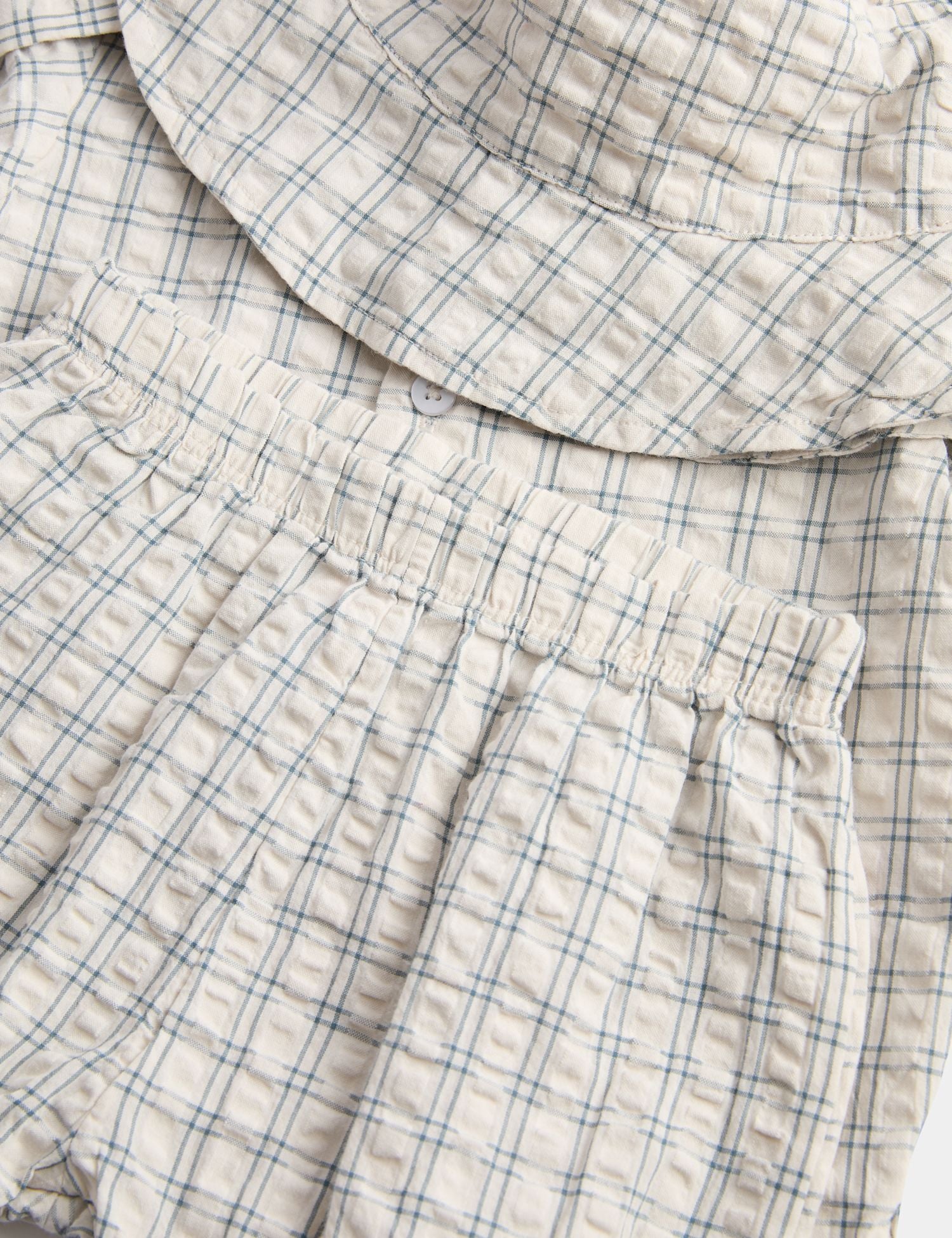 3Pc Boys Gingham Shirt With Short Outfit