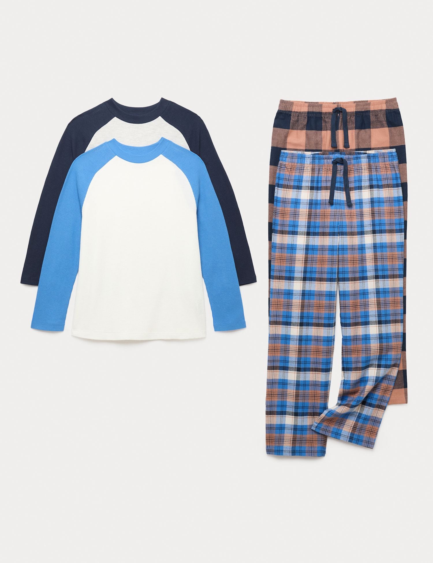 2 Pack Cotton Blend Raglan Checked Pyjama Sets (6-16 Yrs)
