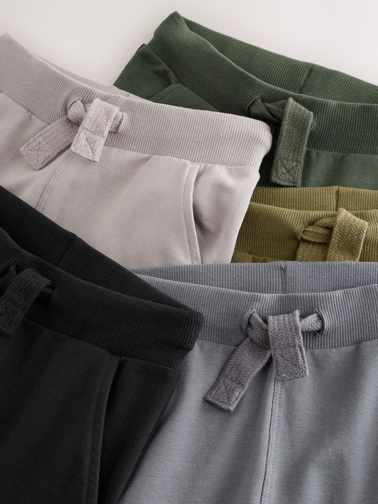 Grey/Black/Green Skinny Fit Joggers 5 Pack (3mths-7yrs)