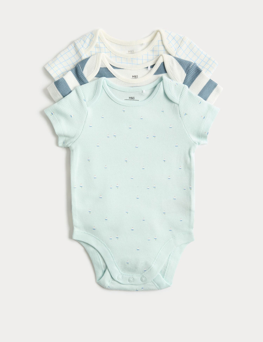 3 Pack Pure Cotton Nautical Bodysuits (6&