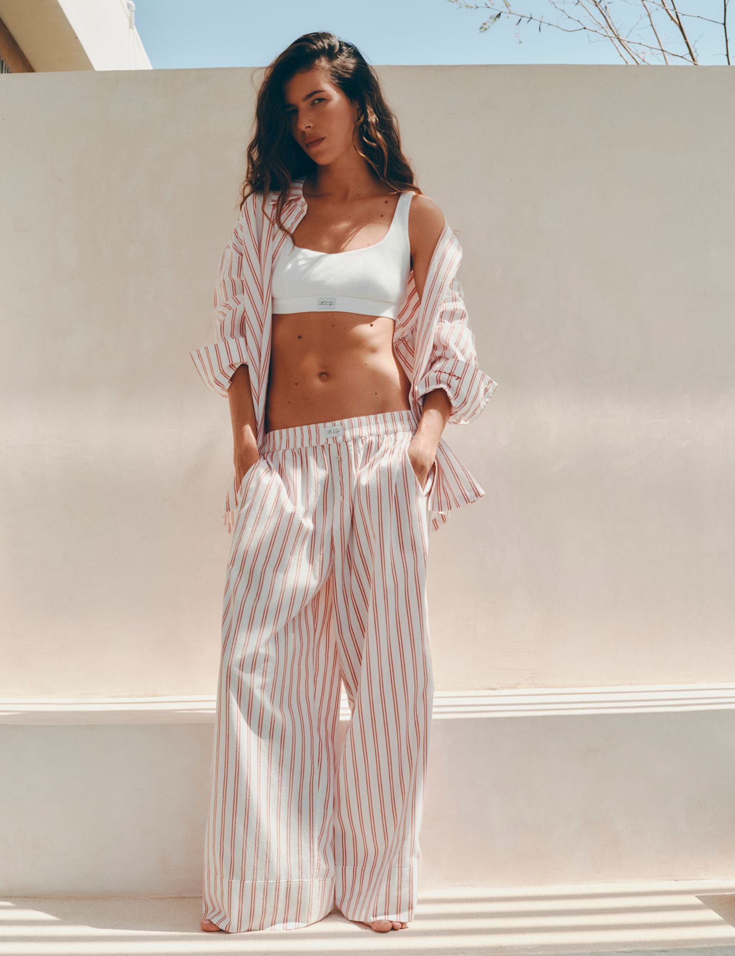 Pure Cotton Striped Wide Leg Pyjama Bottoms