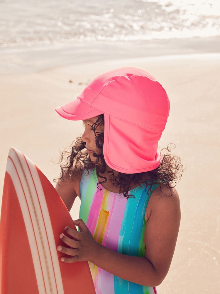 Bright Pink Swim Legionnaire Hat (3mths-10yrs) - Size 3-9 Months (62-74cm) - Bright Pink