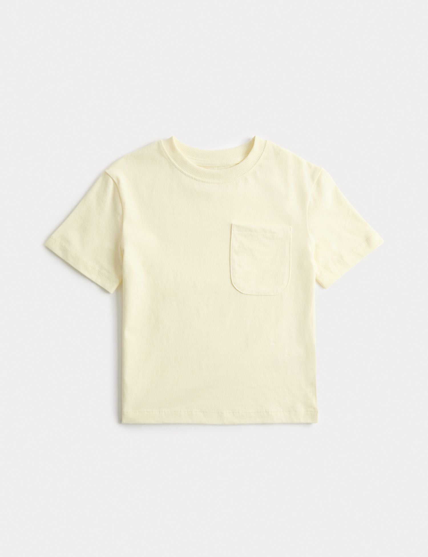 Pure Cotton Pocket T-Shirt (2-8 Yrs) - PALE YELLOW / 2-3 Years
