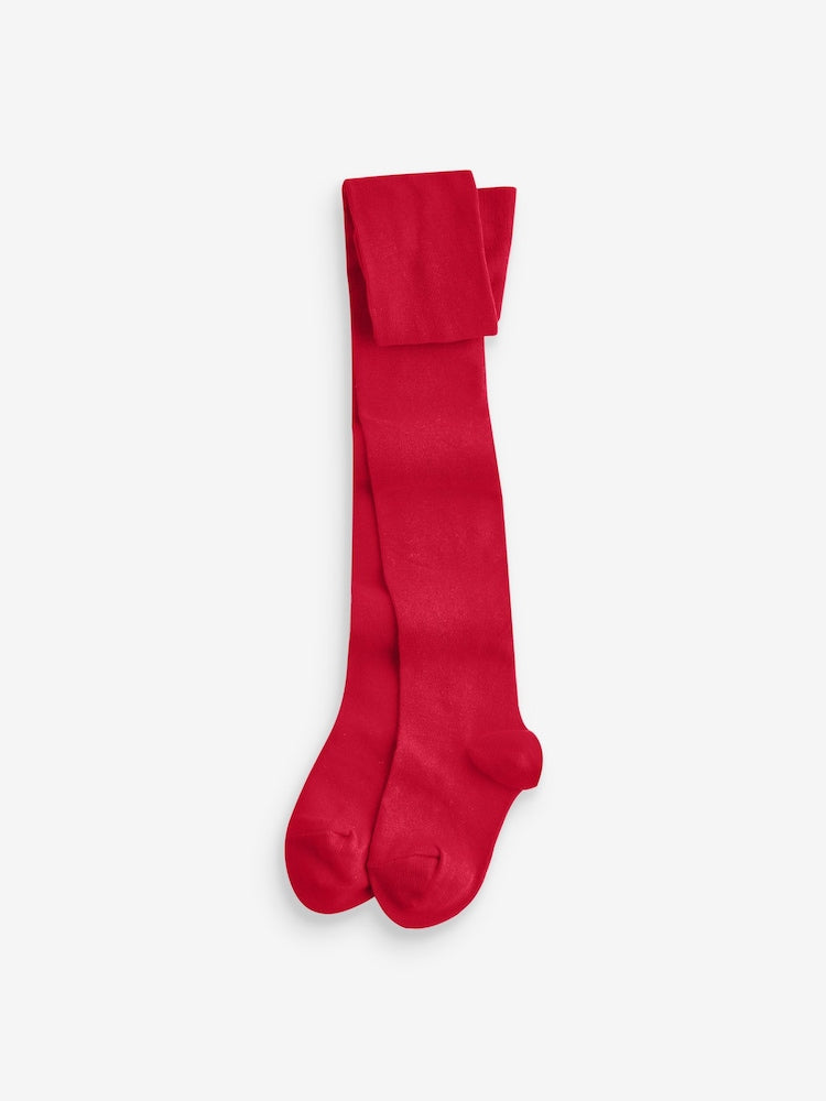 Red Navy Blue and Cream 3 Pack Cotton Rich Tights - Size Up To 6 Months (50 - 68cm)
