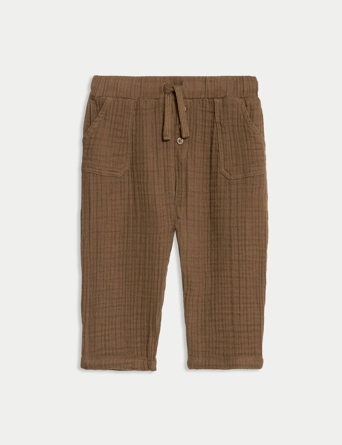 Pure Cotton Double Cloth Trousers (0-6 Yrs) - BROWN / 2-3 Years