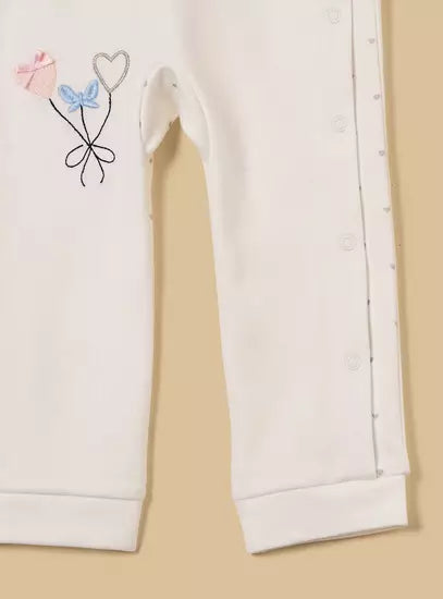 Cat Embroidered Collared Sleepsuit