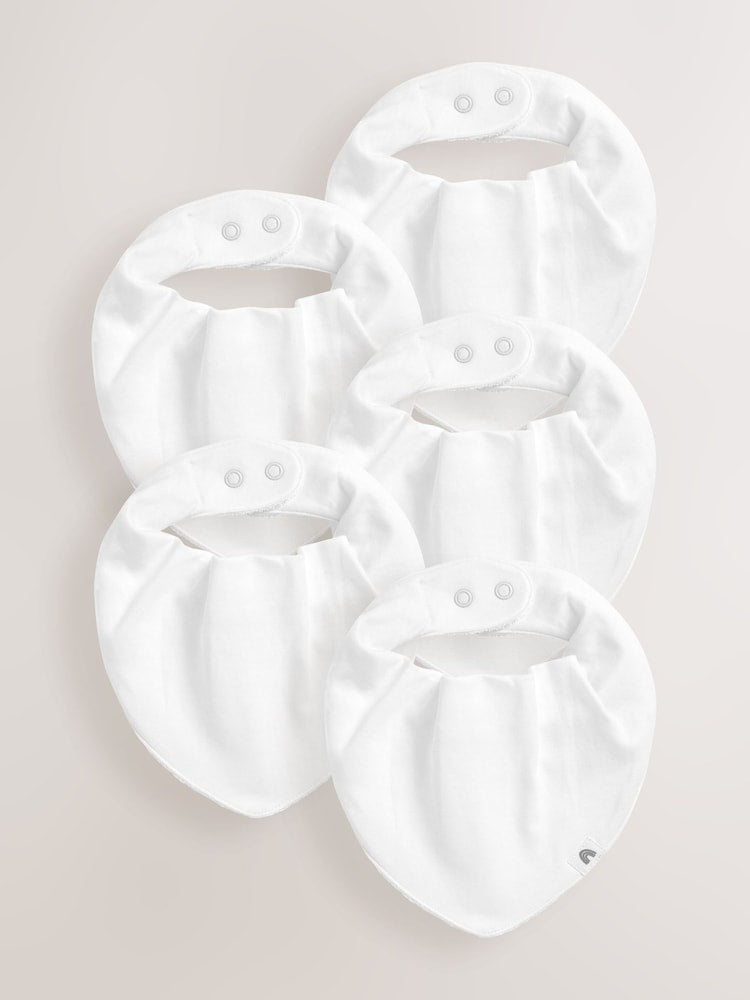 White Baby Bibs 5 Pack