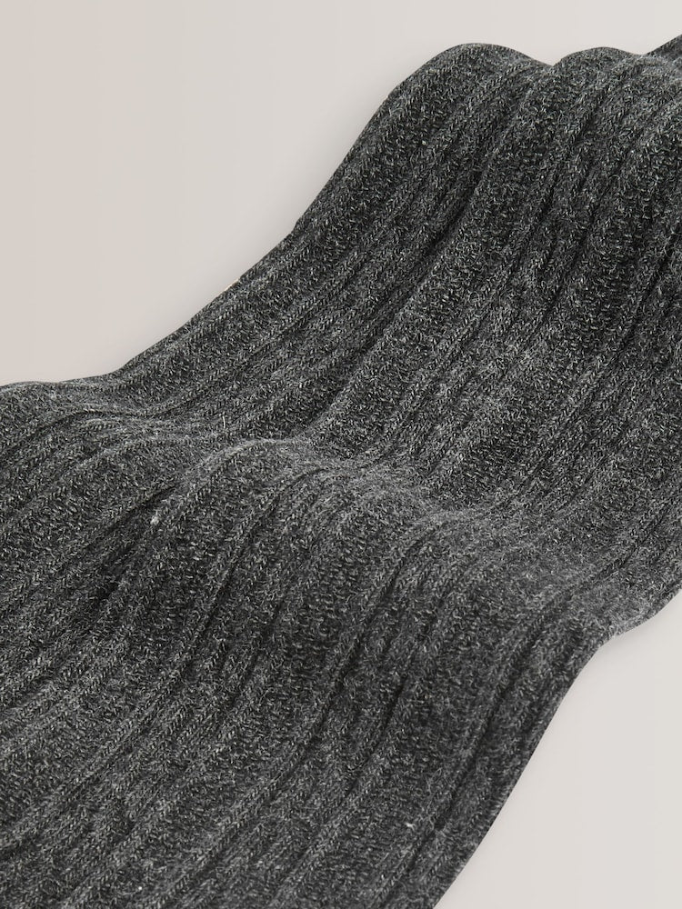 Charcoal Grey Regular Length Cotton Rich Cable Tights