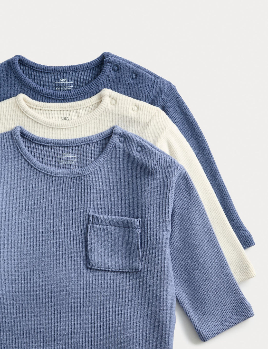 3 Pack Brushed Waffle Tops (0-3 Yrs)