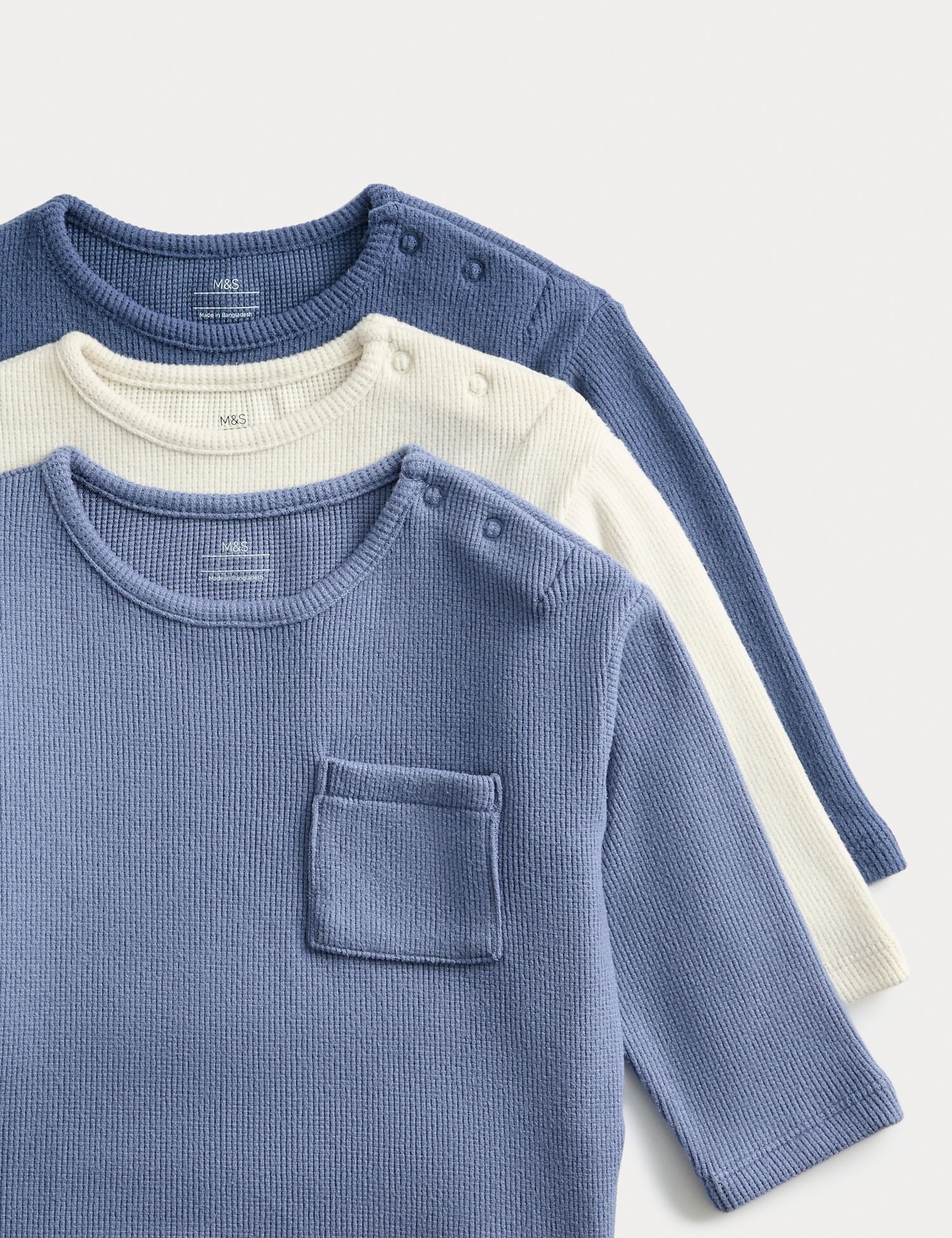 3 Pack Brushed Waffle Tops (0-3 Yrs)