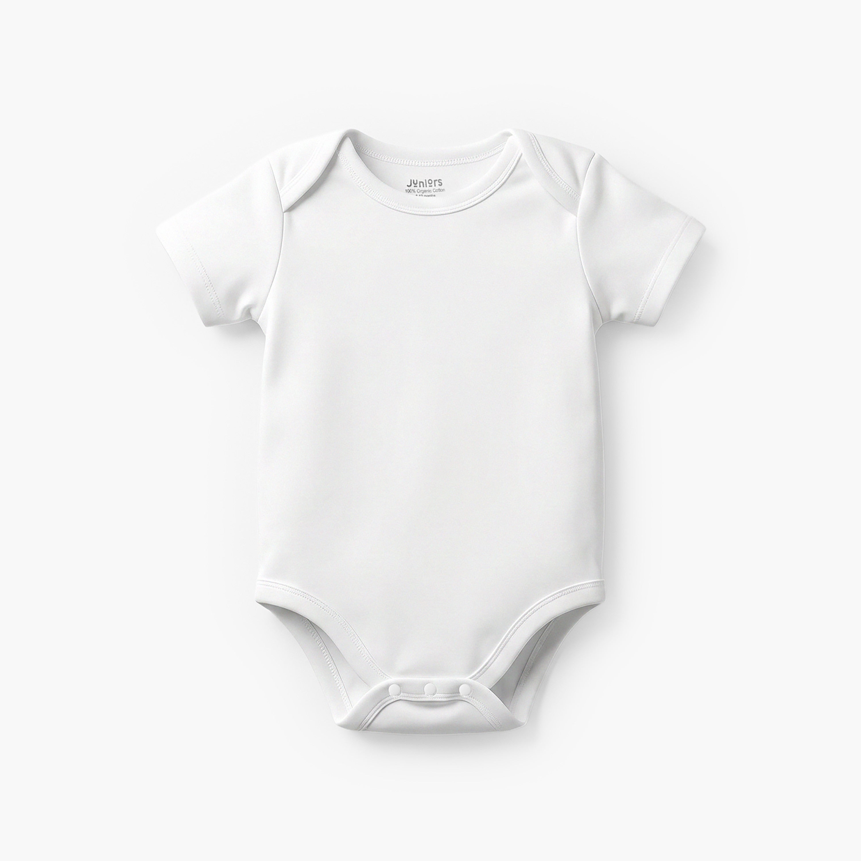 Juniors Solid Bodysuit with Round Neck and Short Sleeves