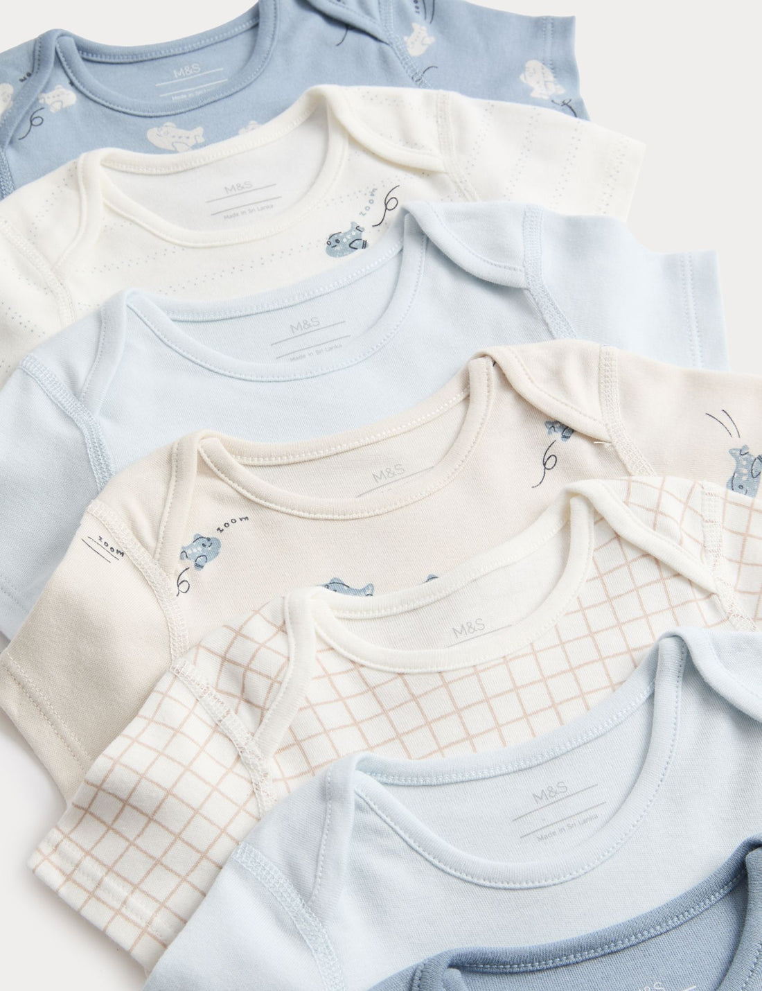 7 Pack Pure Cotton Plane Bodysuits (5lbs-3 Yrs)