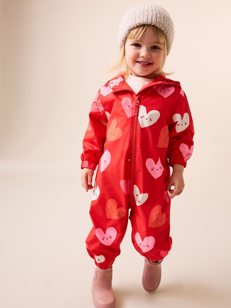 Red Heart Waterproof Printed Puddlesuit