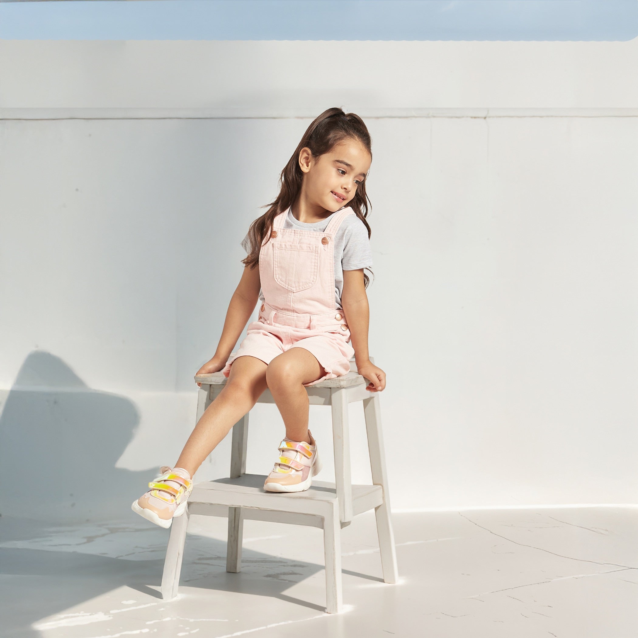 Juniors Solid Dungarees with Pockets - Pink / 2-3 yrs
