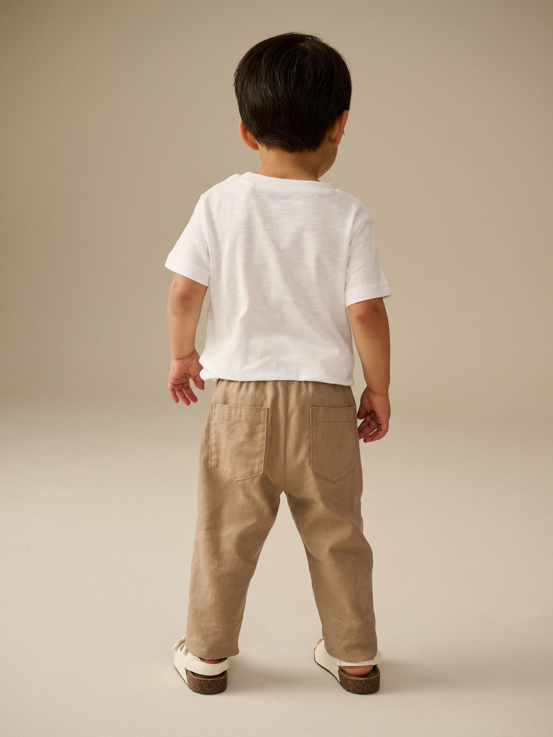 Tan Brown Regular Fit Linen Blend Pull on Trousers (3mths-7yrs) - Size 3-6 Months (62-68cm)