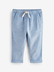 Chambray Blue Regular Fit Linen Blend Pull on Trousers (3mths-7yrs) - Size 3-6 Months (62-68cm)