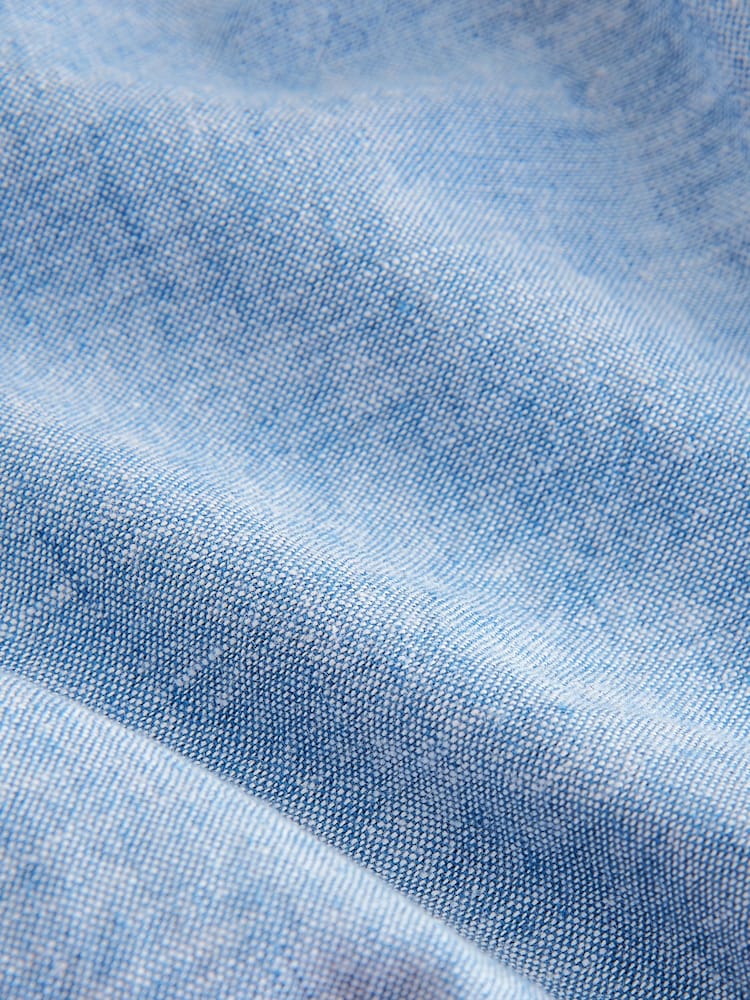 Chambray Blue Regular Fit Linen Blend Pull on Trousers (3mths-7yrs)