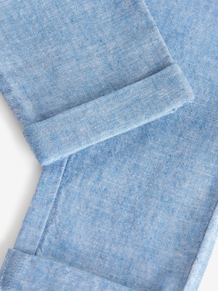 Chambray Blue Regular Fit Linen Blend Pull on Trousers (3mths-7yrs)