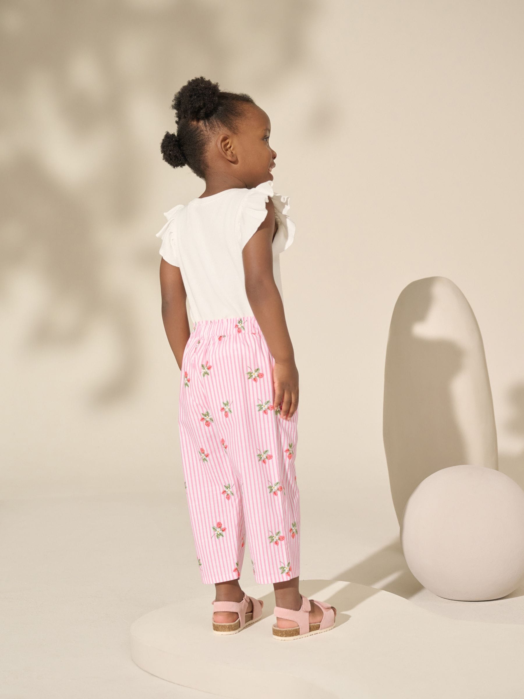 Pink Strawberry Print Pull On Trousers (3mths-7yrs)