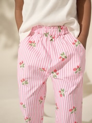 Pink Strawberry Print Pull On Trousers (3mths-7yrs)