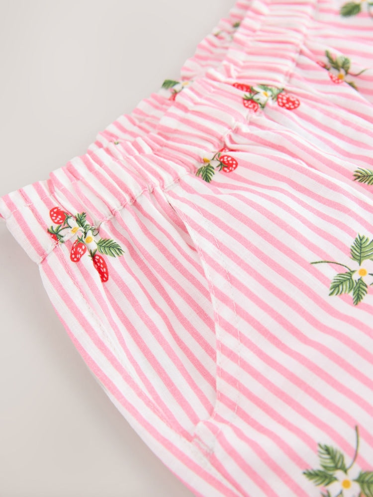 Pink Strawberry Print Pull On Trousers (3mths-7yrs)