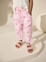 Pink Strawberry Print Pull On Trousers (3mths-7yrs) - Size 3-6 Months (62-68cm)
