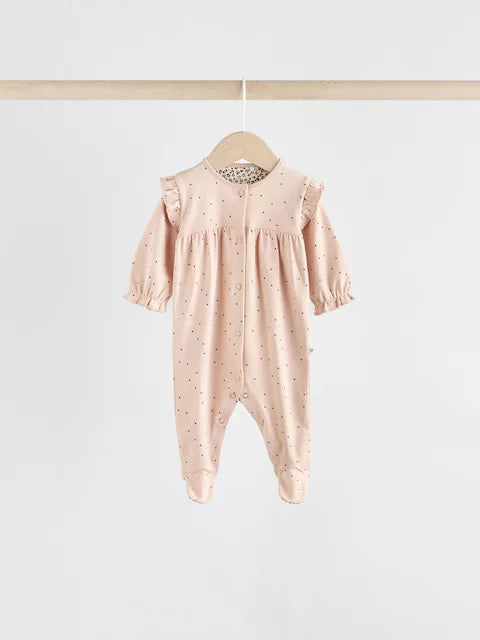 Pink 3 Pack Baby Sleepsuits with Matching Turbans (0mths-2yrs)