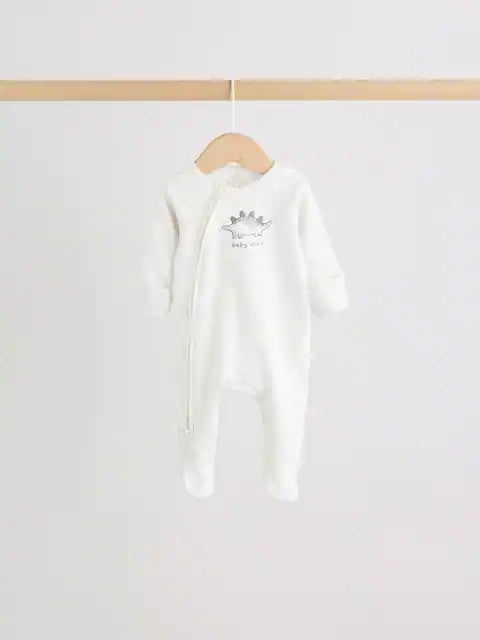 Grey Baby Two Way Zip Sleepsuits 3 Pack (0-2yrs)